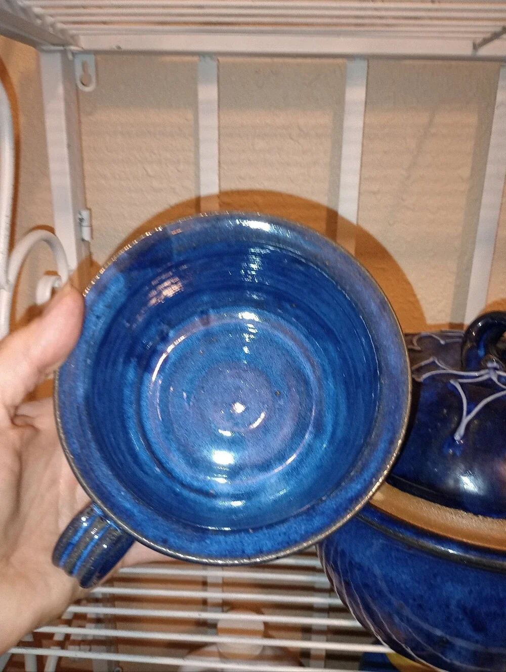 Blue Handmade Ceramic Soup Tureen Set with Matching Bowls